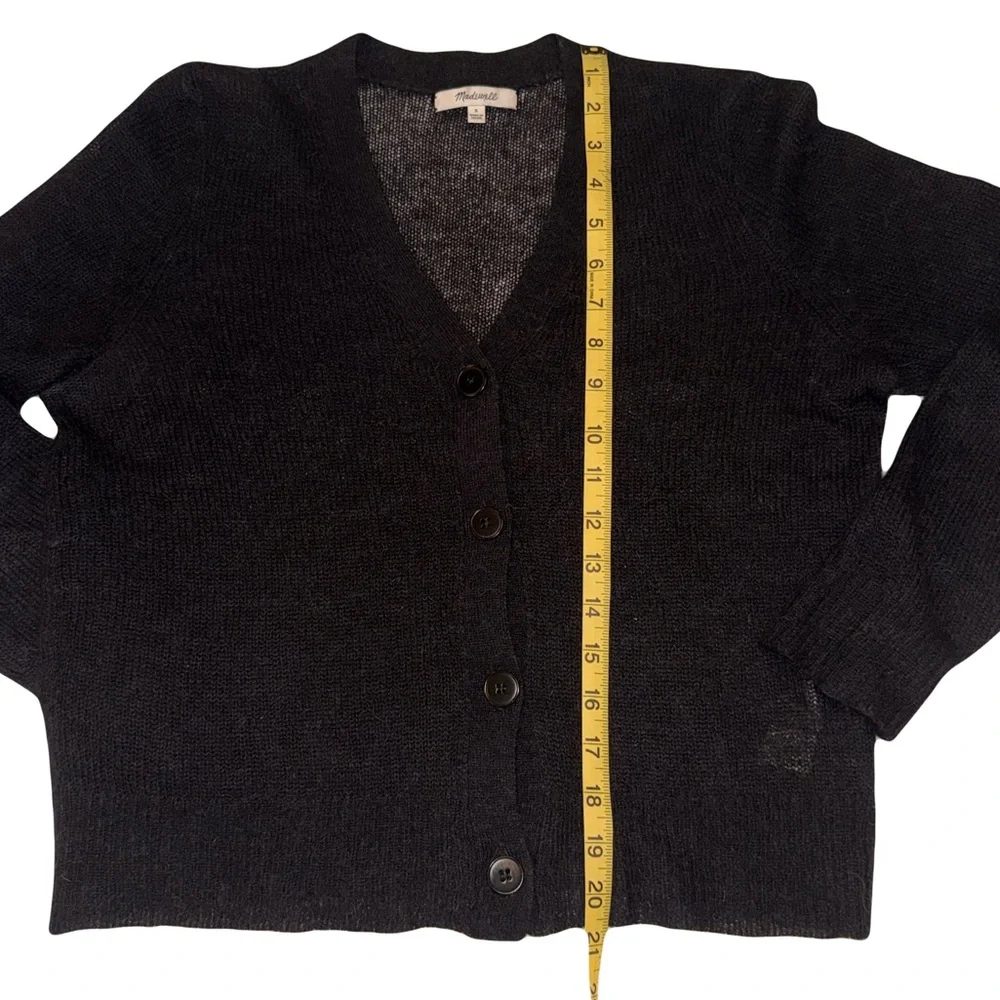 Madewell Ultra Lightweight Alpaca-Blend V-Neck Cardigan Small Black Orig $90 - Picture 3 of 5